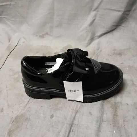 NEXT BLACK PATENT LEATHER LACE-UP SHOES WITH RIBBON BOW DETAIL KIDS 13