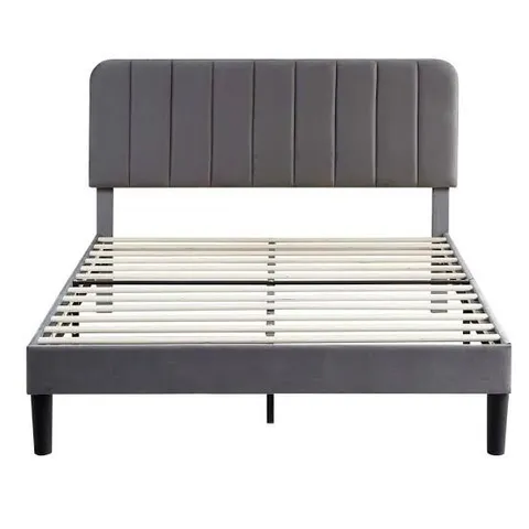 BOXED VECELO 4FT6 DOUBLE BED FRAME UPHOLSTERED PLATFORM WITH 4 STORAGE DRAWERS AND ADJUSTABLE TUFTED HEADBOARD, VELVET FABRIC