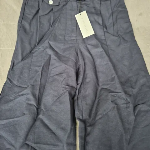 MINT VELVET LINEN BLEND BARREL TROUSERS – UK 8S (EU 36S) NAVY