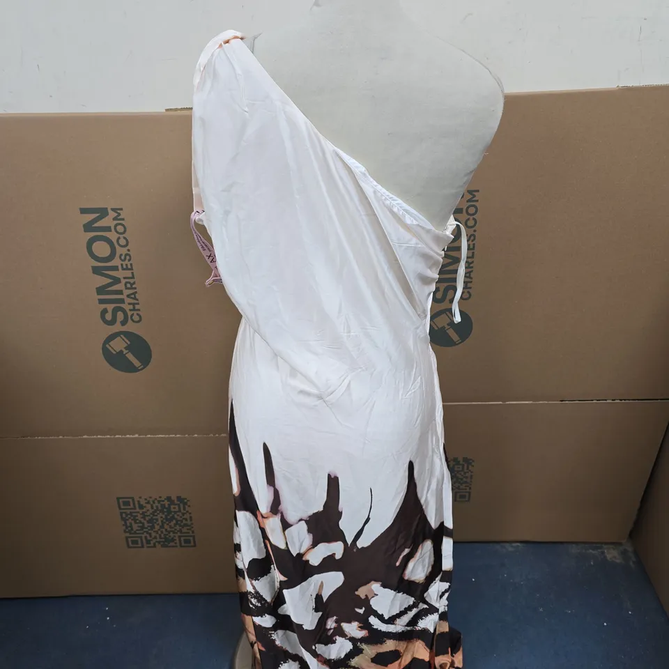 AX PARIS CREAM ONE-SHOULDER DRESS, UK 14