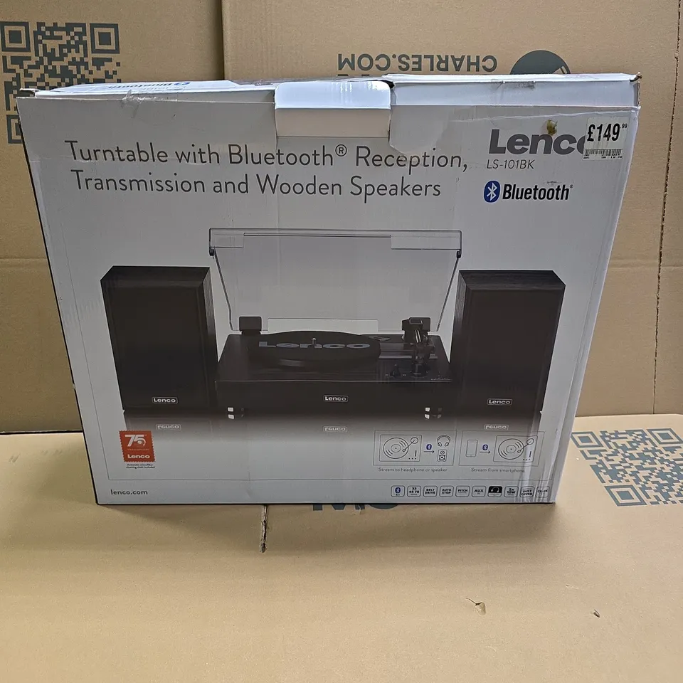 BOXED LENCO BLUETOOTH TURNTABLE WITH SPEAKERS LS-101BK
