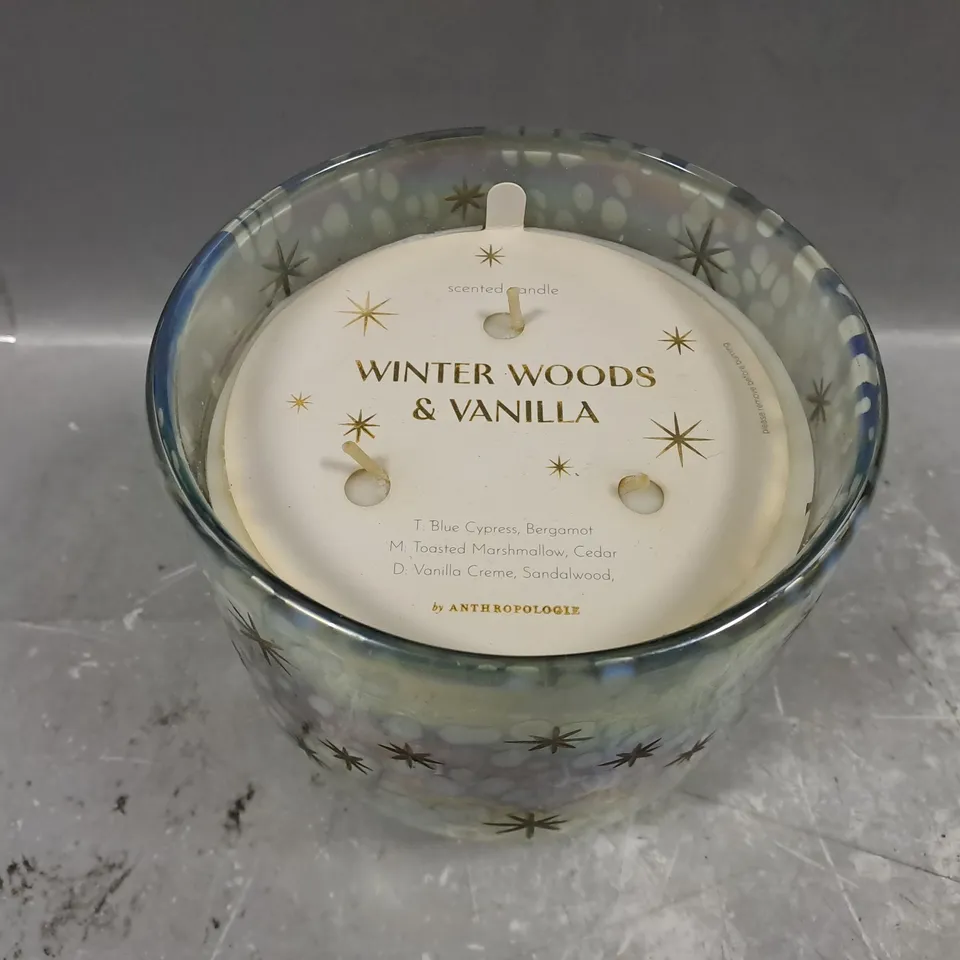 WINTER WOODS & VANILLA SCENTED CANDLE BY ANTHROPOLOGIE - COLLECTION ONLY