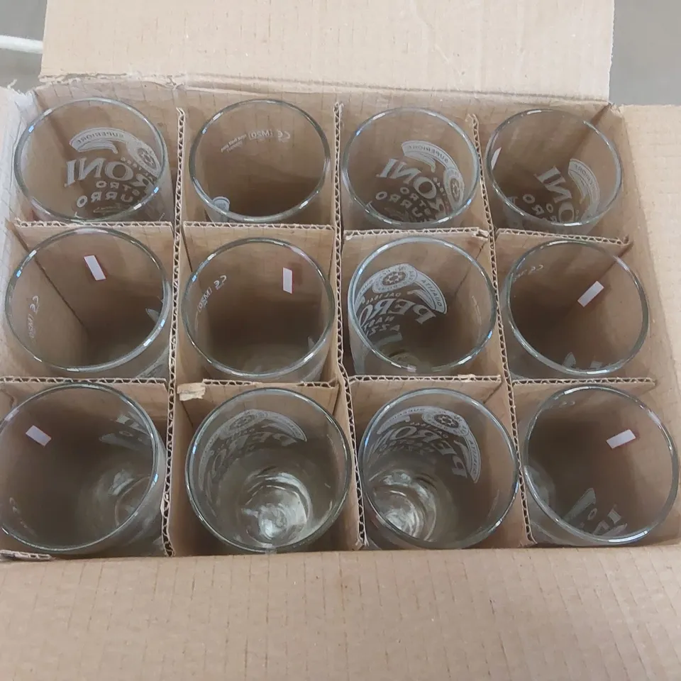 12x BOXED PERONI HALF PINT GLASSES