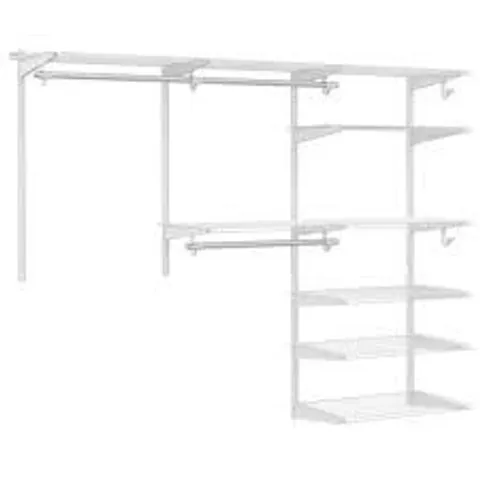 BOXED COSTWAY WHITE CUSTOM CLOSET ORGANISER SYSTEM KIT WITH SHELVES - WHITE