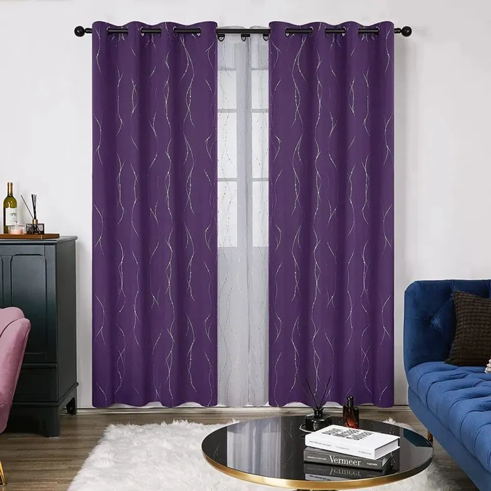 SENATH DOTTED LINE FOIL PRINTED ROOM DARKENING THERMAL CURTAINS 