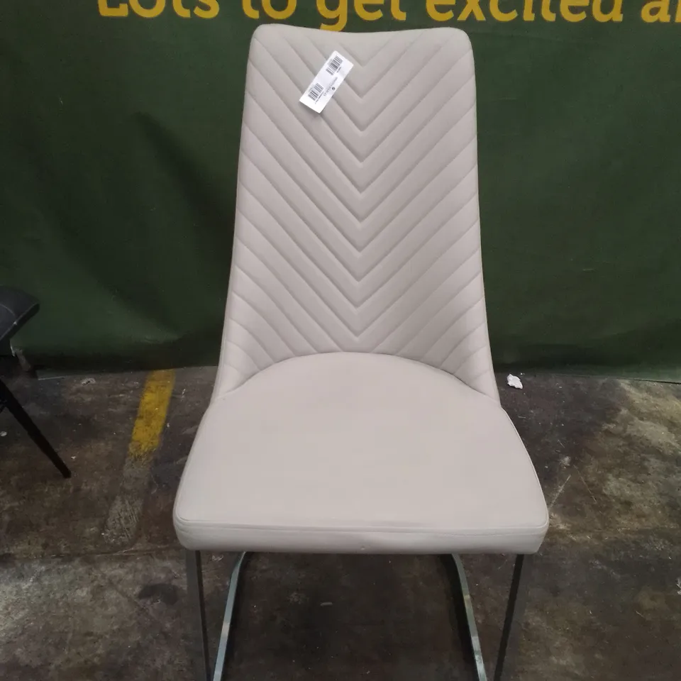 LIGHT GREY LEATHER DINING CHAIR