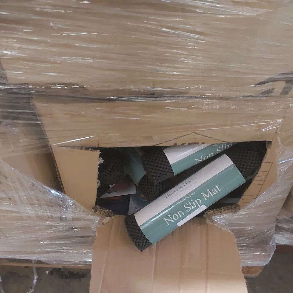 PALLET TO CONTAINING A VERY LARGE QUANTITY OF ASSORTED ITEMS INCLUDING: FOOD DISPENSER SETS, NON SLIP MATS, GLASS JUGS, TOILET ROLL HOLDERS ECT