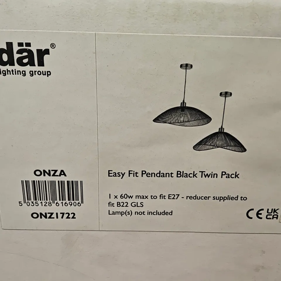 BOXED DAR ONZA EASY FIT PENDANT LIGHTS - TWIN PACK