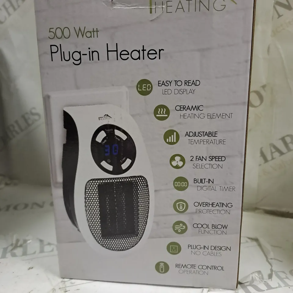 BOXED WARM HOME HEATING 500 WATT PLUG IN HEATER 