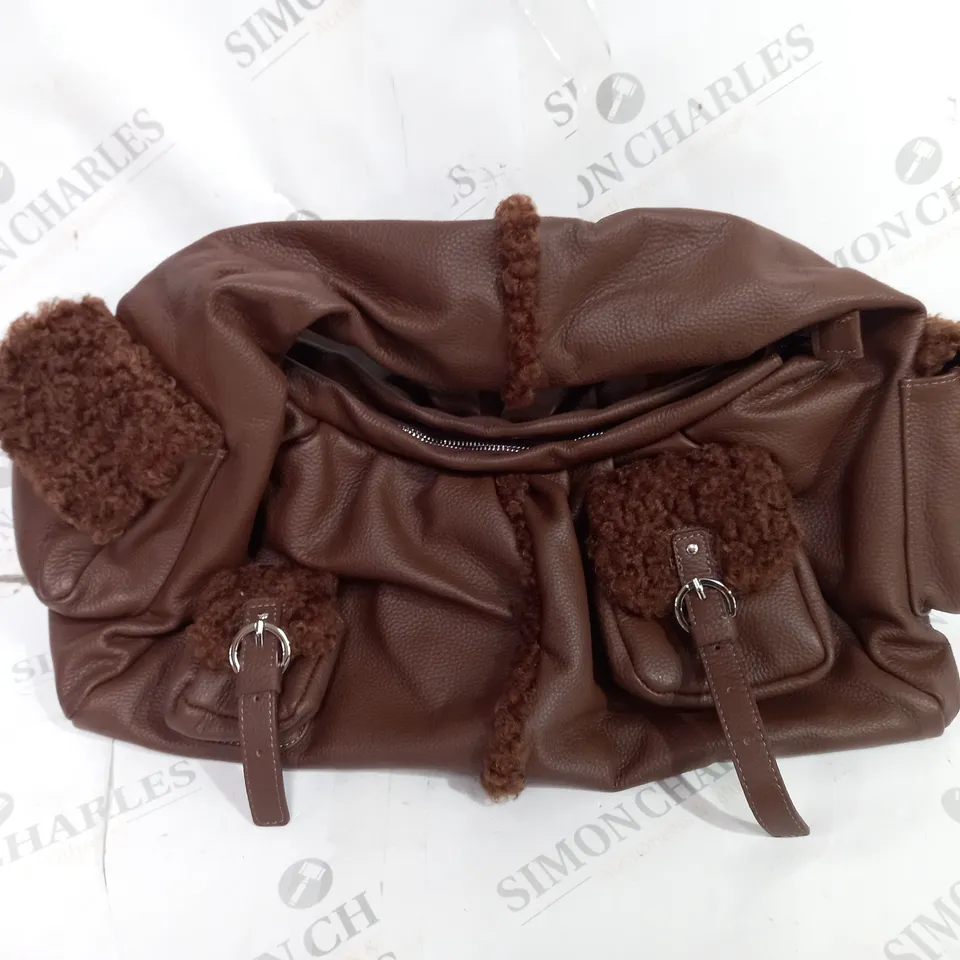 UNBRANDED BROWN LEATHER SHORT SHOULDER BAG 