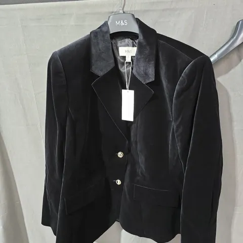 M&S BLACK VELVET-STYLE BLAZER β WOMEN'S, UK 24 REG