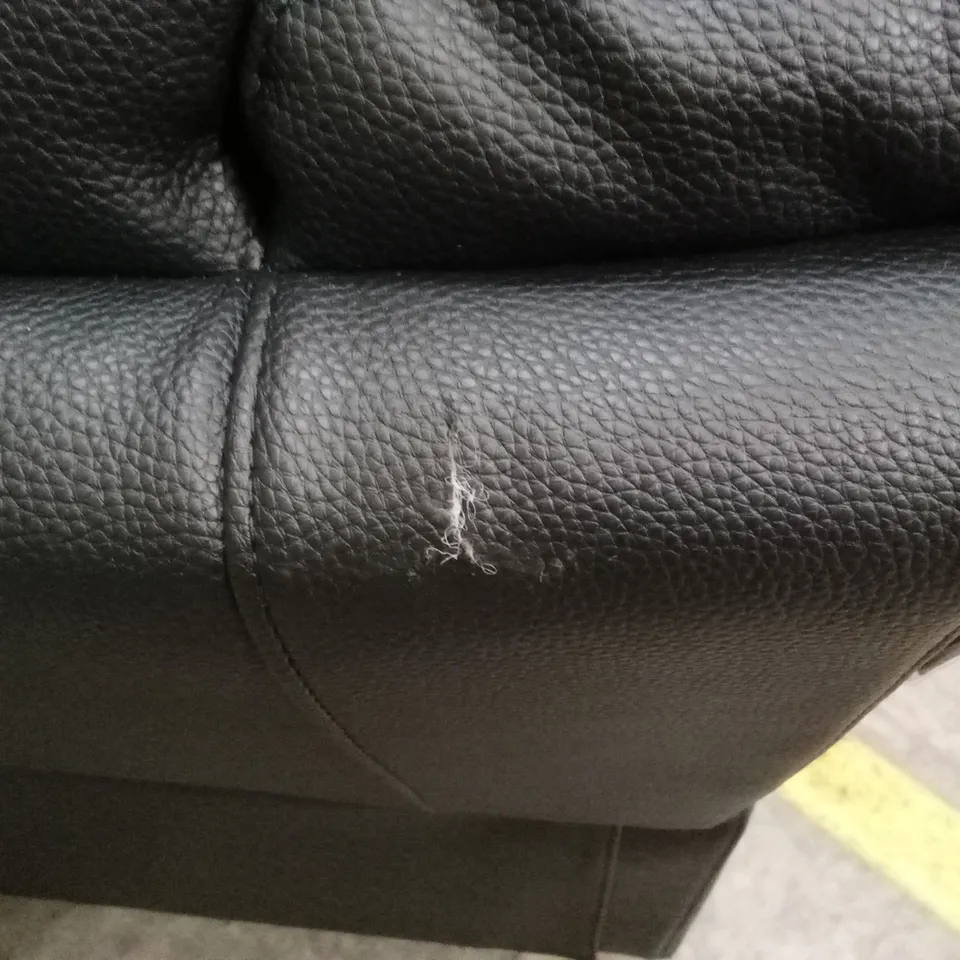 ALBION LUXURY FAUX LEATHER 3 SEATER HIGH BACK MANUAL RECLINER SOFA - BLACK RRP £749