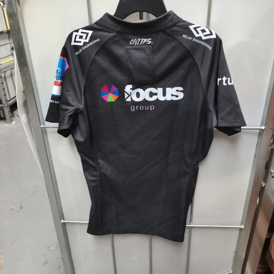 EXETER CHIEFS RUGBY JERSEY – HOME SHIRT, CASTORE, BLACK, SIGNED, UK L