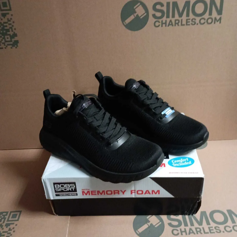 SKECHERS BOBS SPORT MEMORY FOAM TRAINERS – BLACK SIZE 5