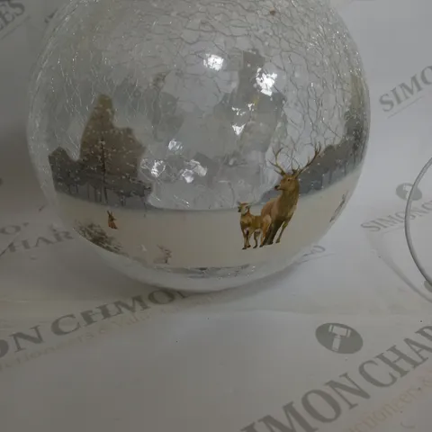 FESTIVE PRE-LIT SCENIC CRACKLE GLASS SPHERE