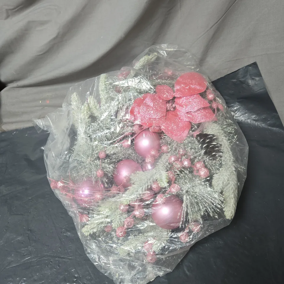 FROSTED/PINK CHRISTMAS DECORATION GARLAND UNBOXED