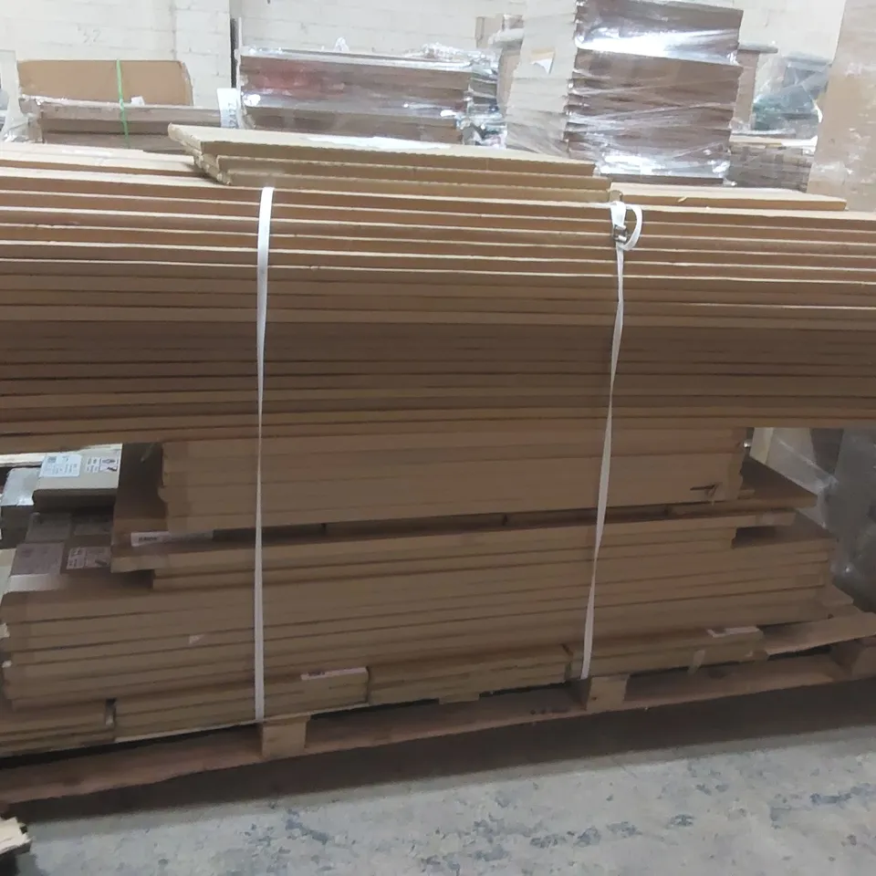 PALLET CONTAINING A LARGE QUANTITY OF ASSORTED BATHROOM FURNITURE PANELS INCLUDING: PLINTHS, MID DRAWER FASCIA, DEEP BASE END/INFIL PANEL ECT