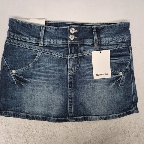 BERSHKA DENIM SKORT IN BLUE SIZE UK 10