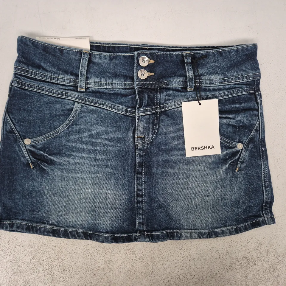 BERSHKA DENIM SKORT IN BLUE SIZE UK 10
