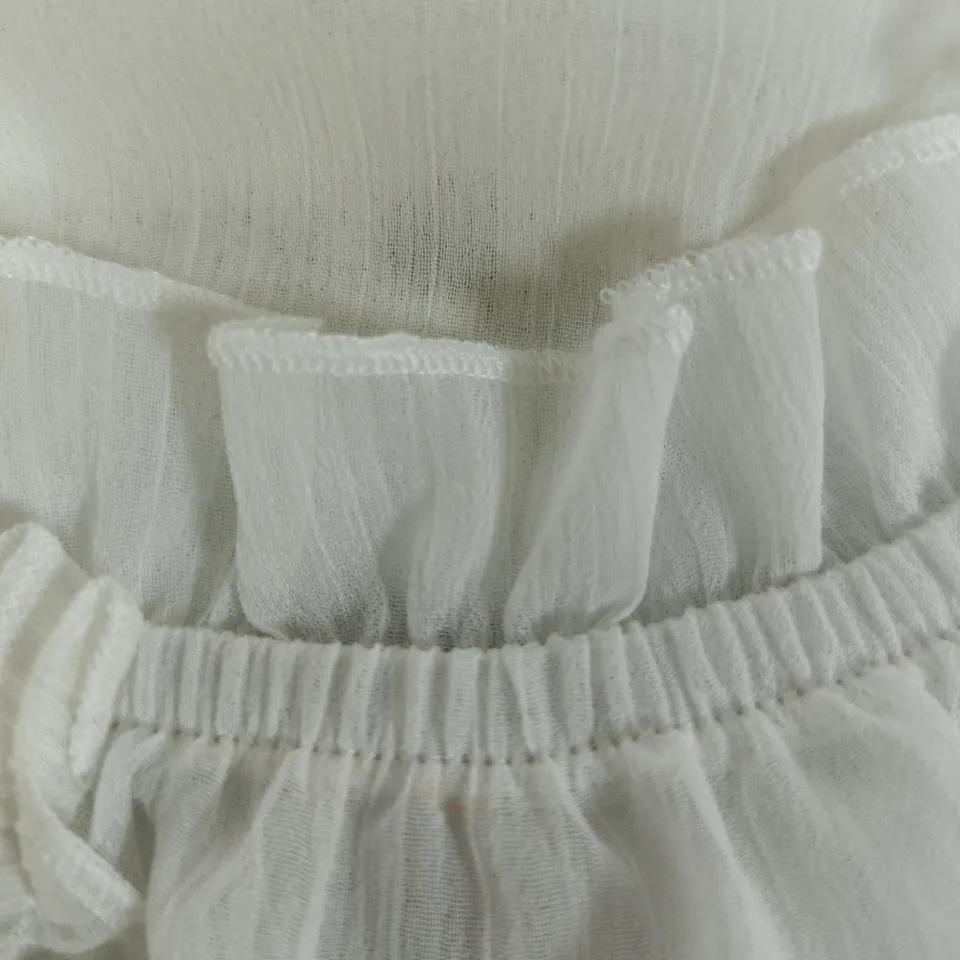 Aniston White Blouse with Frill Collar size 8