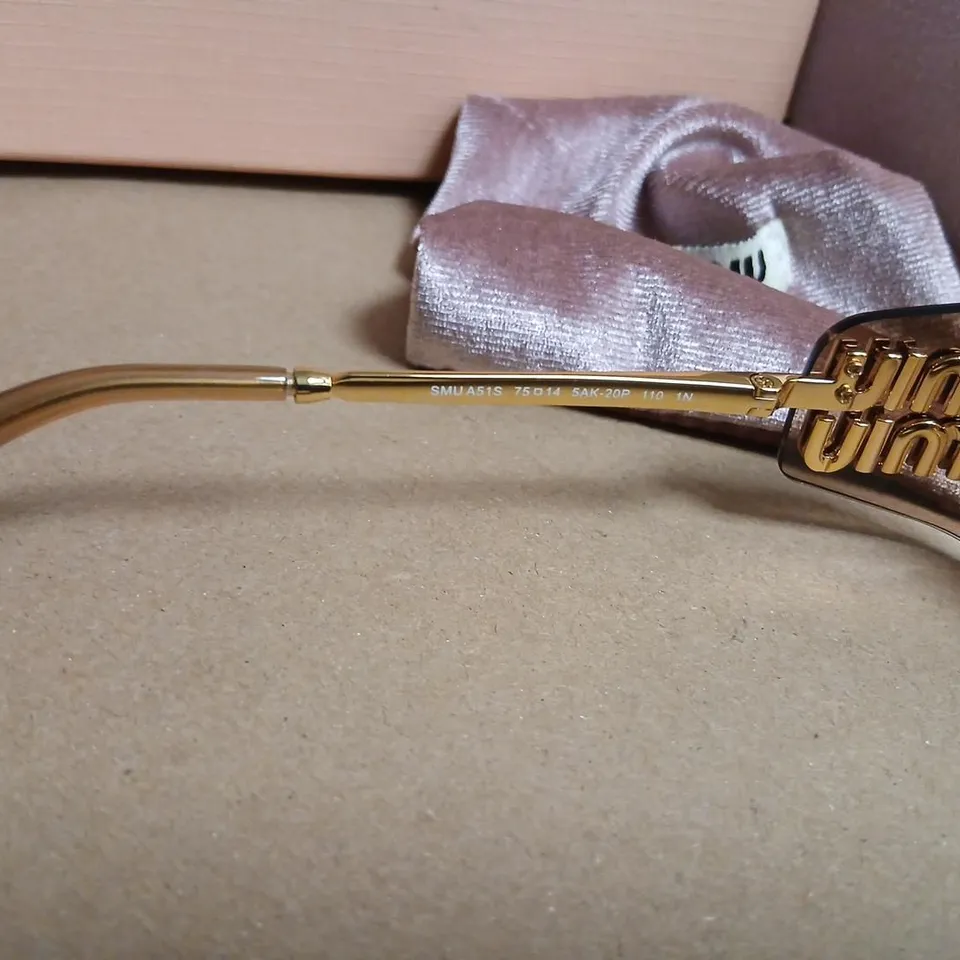 MIU MIU SUNGLASSES – BROWN GRADIENT LENSES, GOLD-TONE FRAME