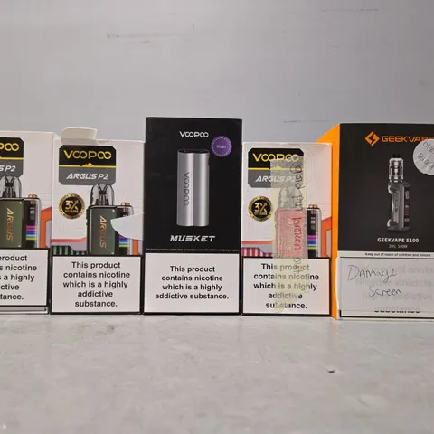 BOX OF APPROXIMATELY 15 ASSORTED E-CIGARETTES TO INCLUDE - VOOPOO , GEEK VAPE ETC