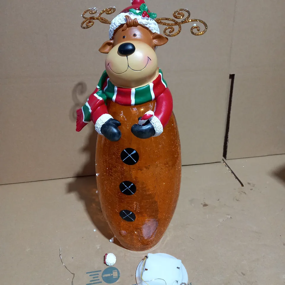 FESTIVE PRE-LIT LARGE GLASS CHRISTMAS CHARACTER - REINDEER