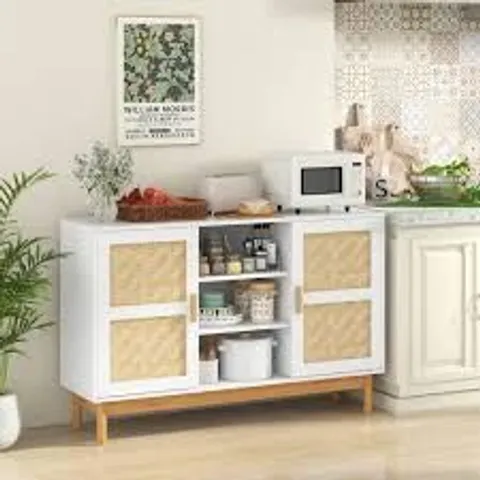 BOXED COSTWAY 2 DOOR 3 SHELF WHITE SIDEBOARD 