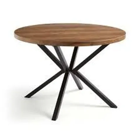 BOXED EZRA ROUND 4 SEATER DINING TABLE - WALNUT EFFECT (1 BOX)