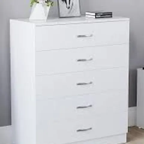 VIDA DESIGNS RIANO 5 DRAWER COMPACT CHEST - WHITE - COLLECTION ONLY 