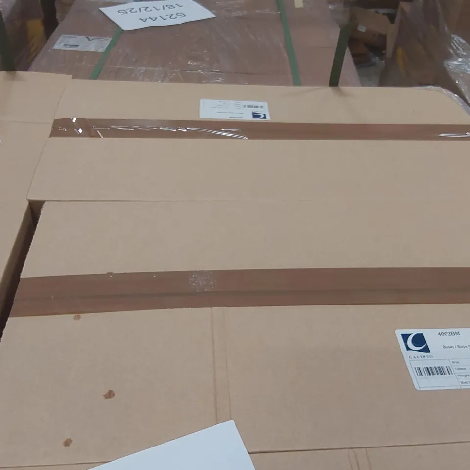 PALLET CONTAINING A LARGE QUANTITY OF ASSORTED BATHROOM FURNITURE PARTS INCLUDING: CALYPSO BASIN/BASE CARCASSES ECT