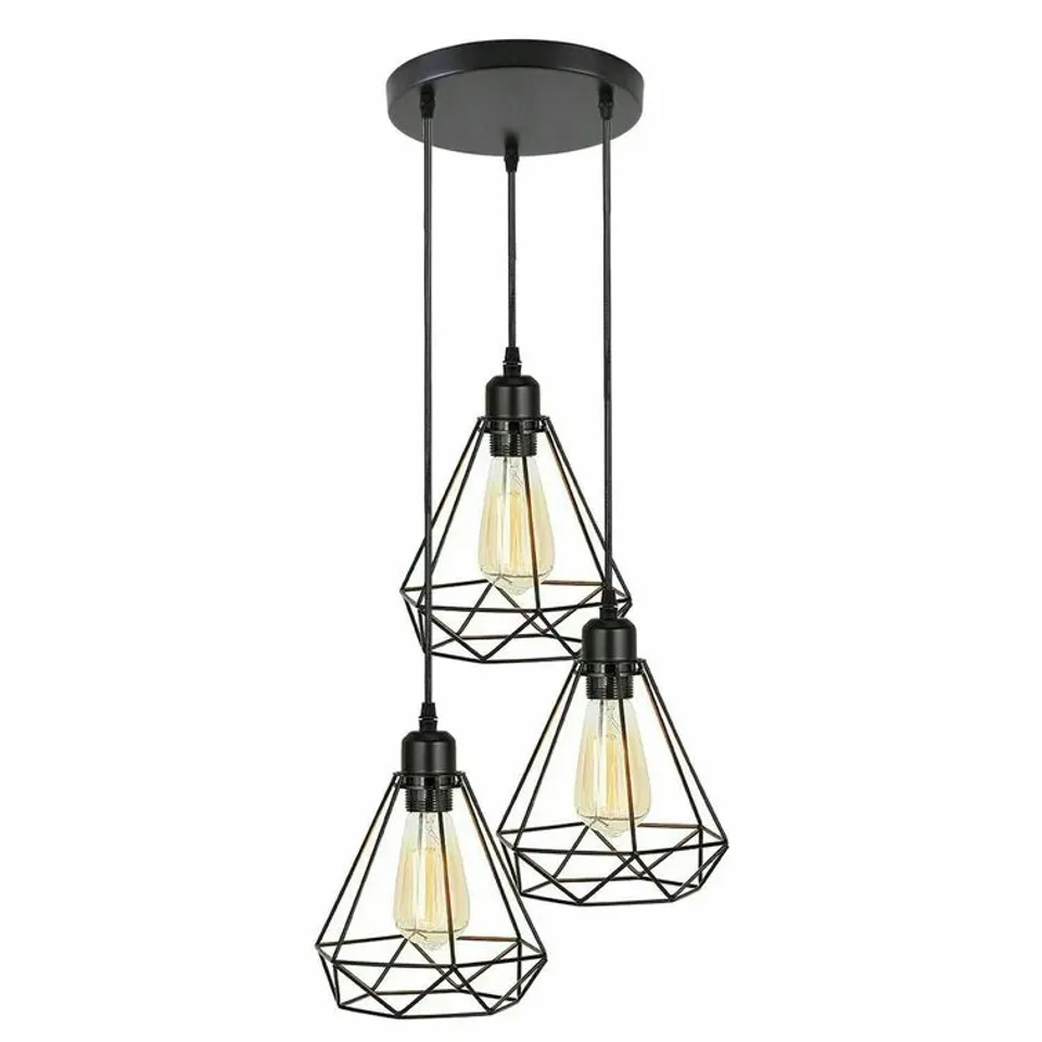 BOXED GRANDFIELD 3-LIGHT DOME PENDANT WITH PVC ACCENTS 