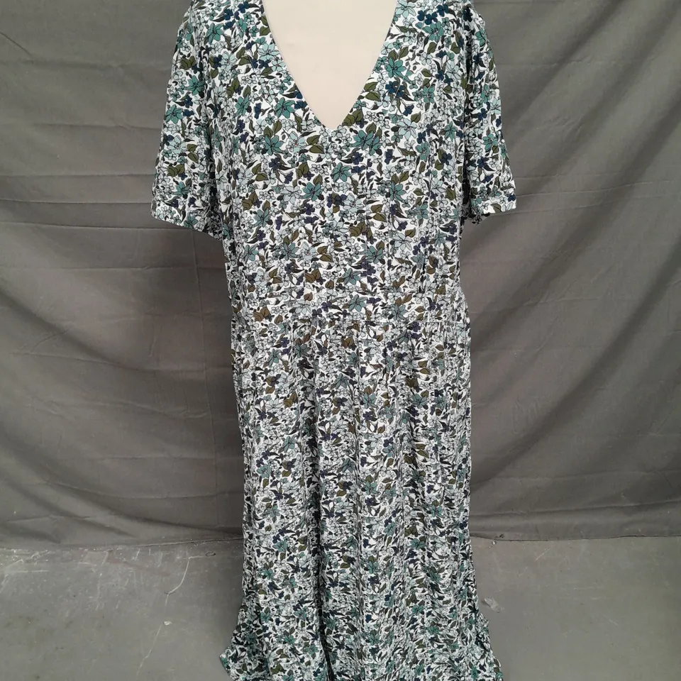 SEASALT CORNWALL BIRCH LEAF DRESS IN ANEMONE VINTAGE REFLECTION SIZE 18