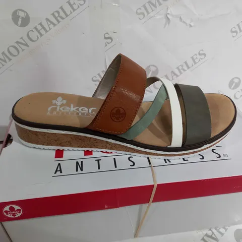 BOXED RIEKER ANTISTRESS STRIPY MULE SANDAL - SIZE 6 1/2