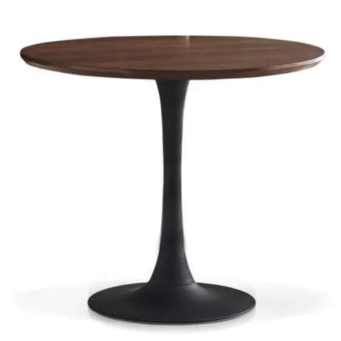 BOXED MODERN ROUND KITCHEN/DINING TABLE WITH METAL PEDESTAL BASE