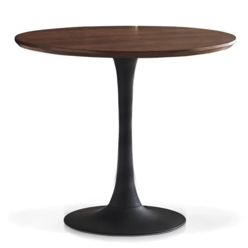 BOXED MODERN ROUND KITCHEN/DINING TABLE WITH METAL PEDESTAL BASE