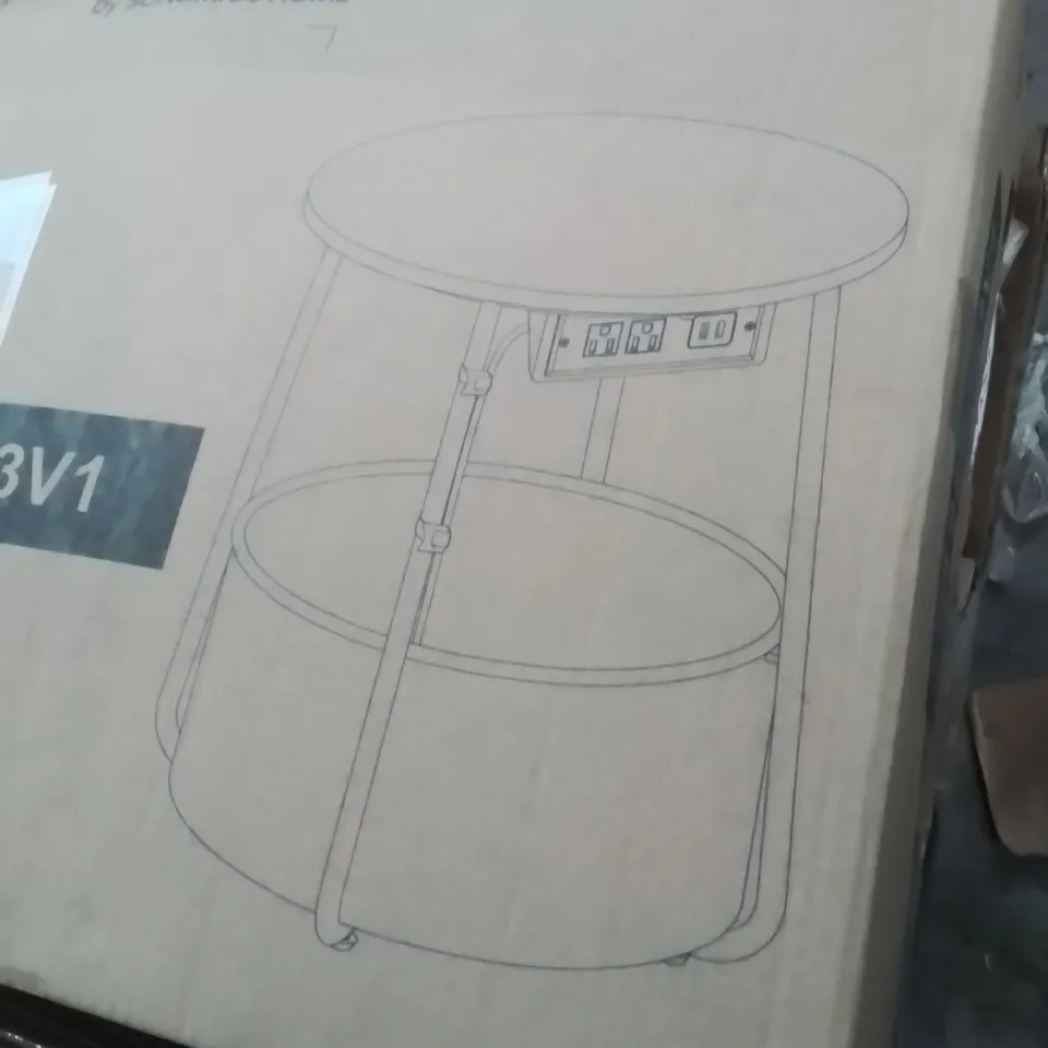 BOXED SONGMICS END TABLE WITH SOCKETS 