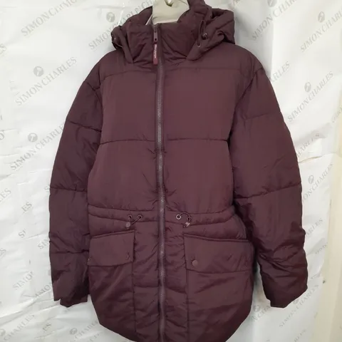 NOBODY'S CHILD RHEA PUFFER COAT IN PLUM RED SIZE M