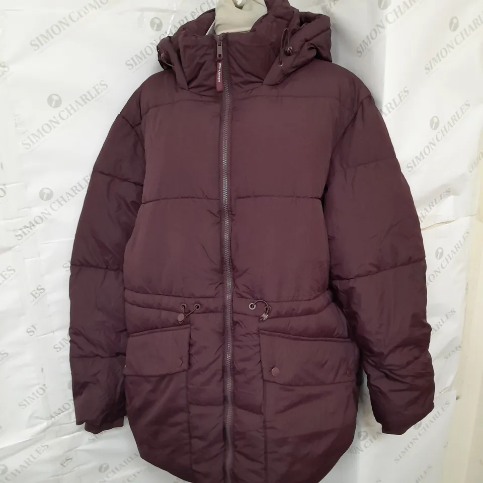 NOBODY'S CHILD RHEA PUFFER COAT IN PLUM RED SIZE M