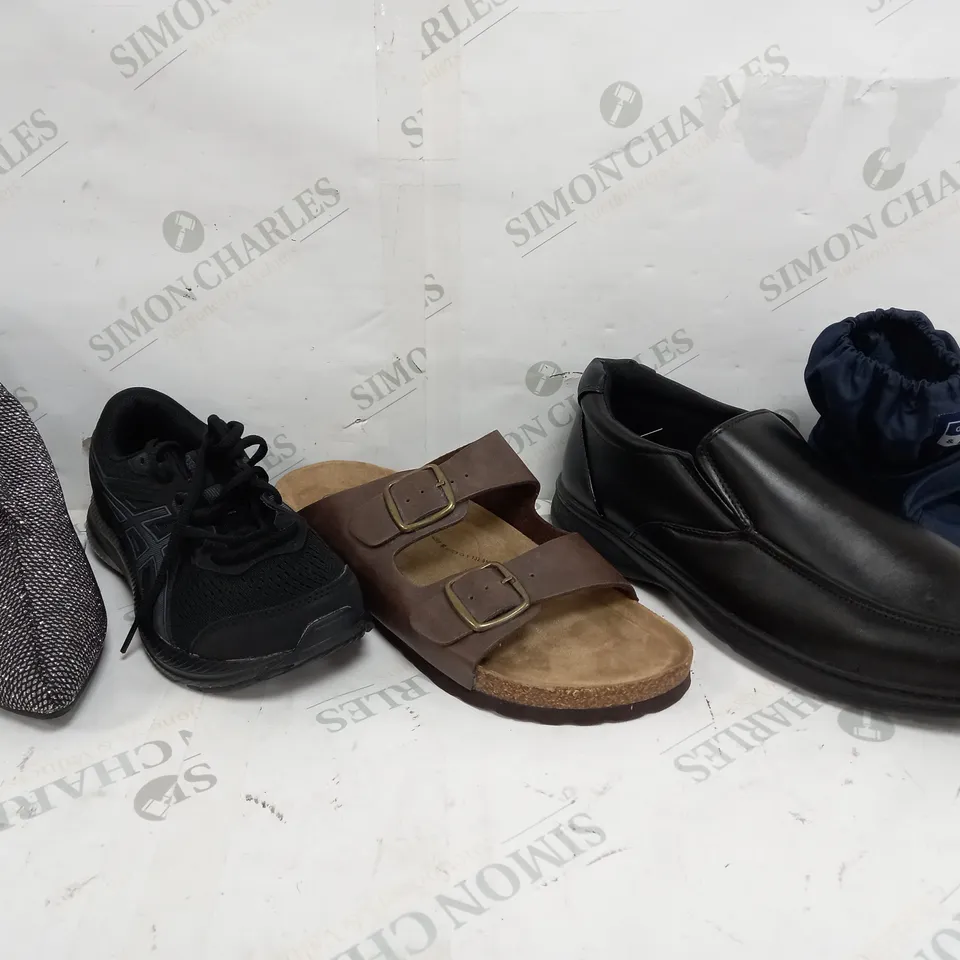 APPROXIMATELY 15 PAIRS OF ASSORTED UNBOXED SHOES TO INCLUDE - ASICS TRAINERS - GRASS AIR VELCROS - MEMPHIS ONE SANDALS ETC