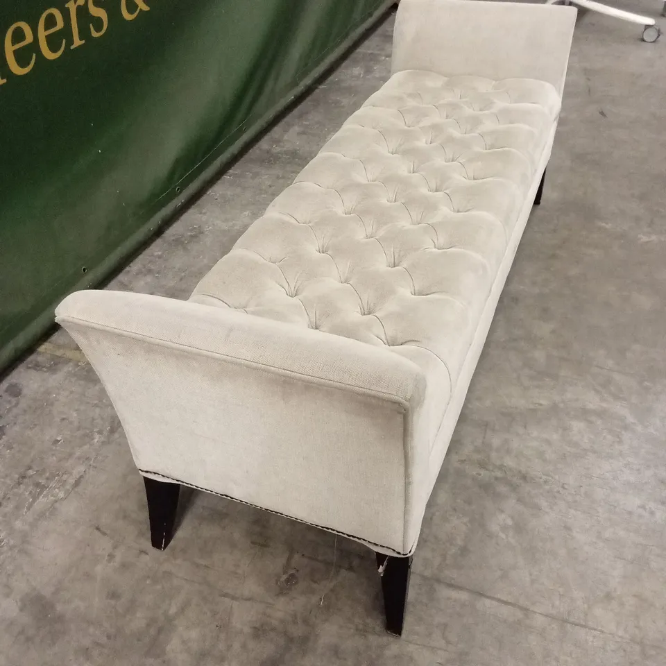 QUALITY DESIGNER FABRIC UPHOLSTERED BENCH - BEIGE