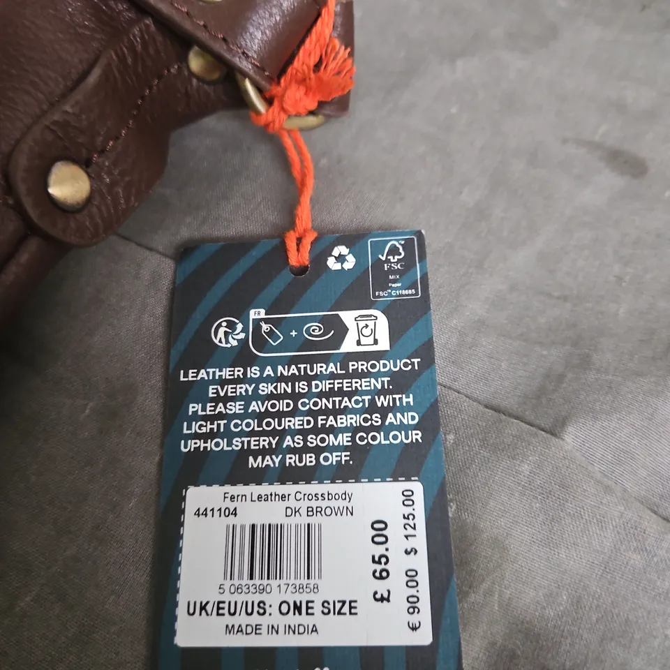 WHITE STUFF FERN LEATHER CROSSBODY BAG – DARK BROWN (ONE SIZE, REAL LEATHER)