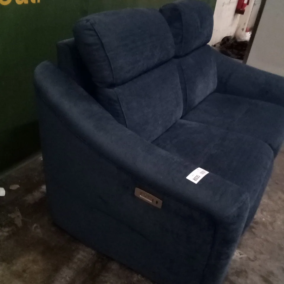 DESIGNER G PLAN MADE LUCCA MONTILLA MIDNIGHT ELECTRIC RECLINING TWO SEATER SOFA