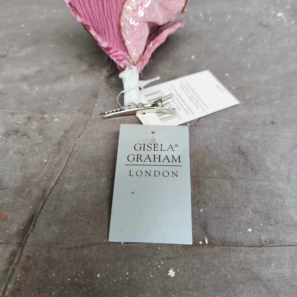 12 GISELA GRAHAM PINK SPARKLE FLOWER DECORATIONS WITH CLIP