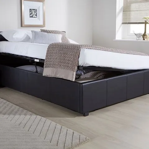 BOXED SIDE LIFT OTTOMAN BED//SIZE: DOUBLE - MATT BLACK (2 BOXES)