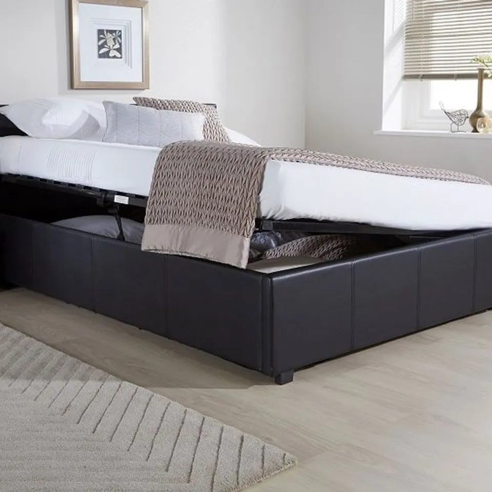 BOXED SIDE LIFT OTTOMAN BED//SIZE: DOUBLE - MATT BLACK (2 BOXES)