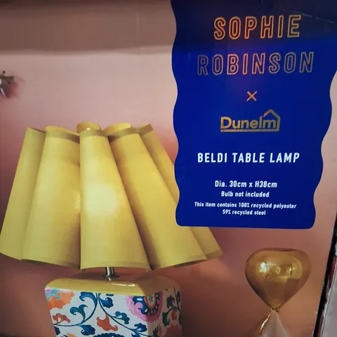 BOXED SOPHIE ROBINSON X DUNELM BELDI TABLE LAMP (30CM DIA X 38CM HIGH)