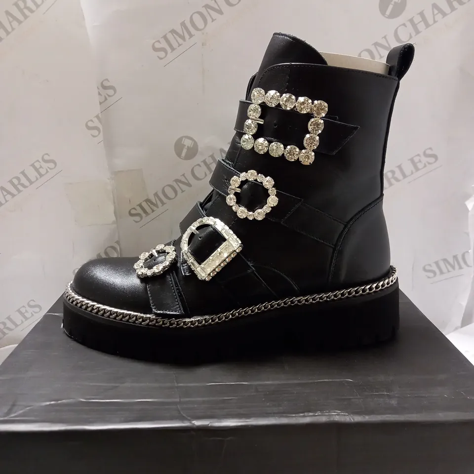 DUNE LONDON PAGOLA BLACK ANKLE BOOTS - SIZE 5