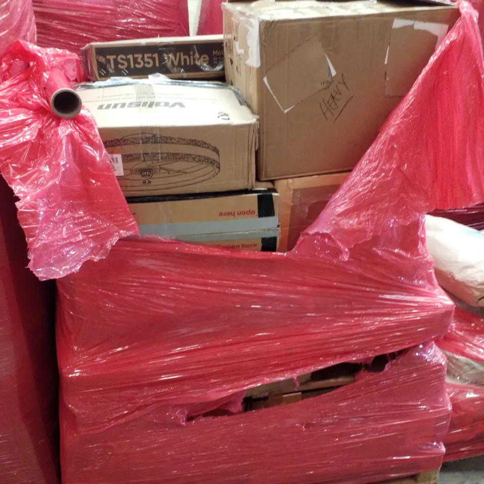 PALLET CONTAINING ASSORTED PRODUCTS INCLUDING MOBILE TV STAND & CEILING FAN