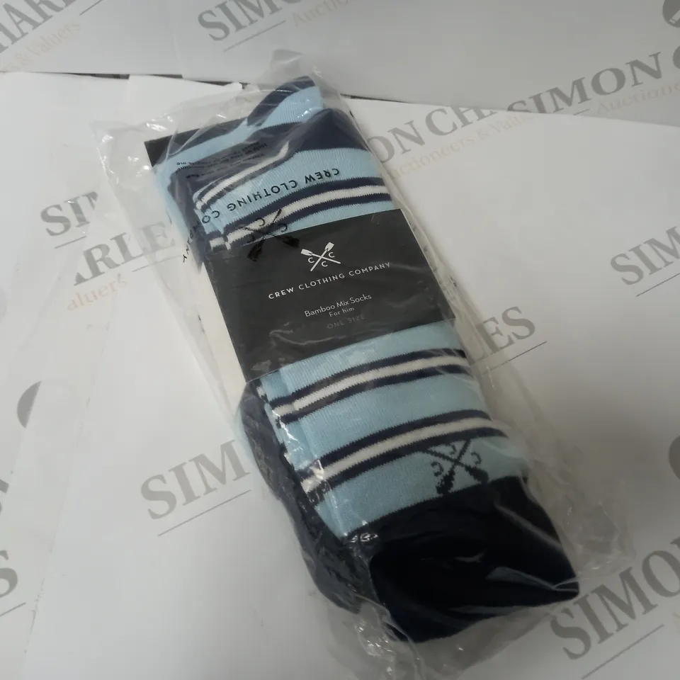 CREW CLOTHING COMPANY BAMBOO MIX SOCKS FOR HIM IN BLUNVY - ONE SIZE - 3 PAIRS